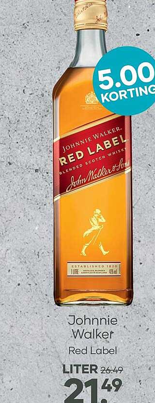 Johnnie Walker Red Label LITER 5.00 KORTING