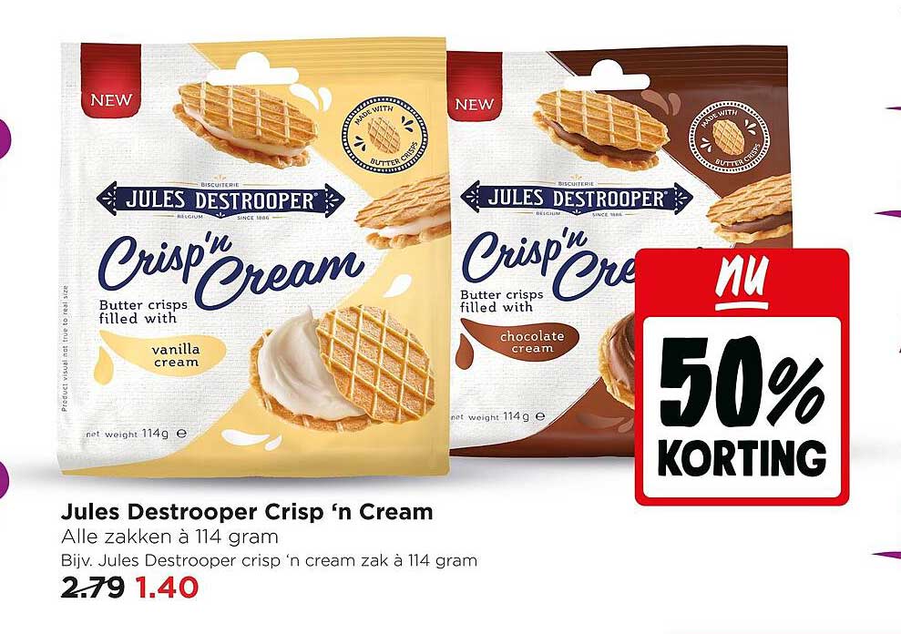 Jules Destrooper Crisp ’n Cream 50% korting
