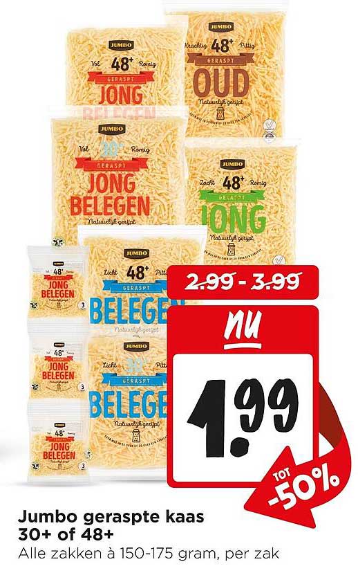 Jumbo geraspte kaas 30+ of 48+