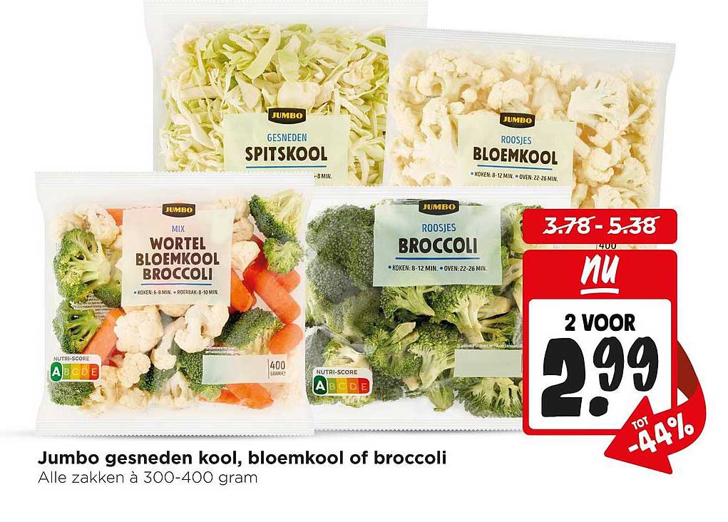 Jumbo gesneden kool, bloemkool of broccoli