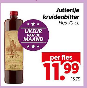 Juttertje kruidenbitter Fles 70 cl. - Likeur van de maand