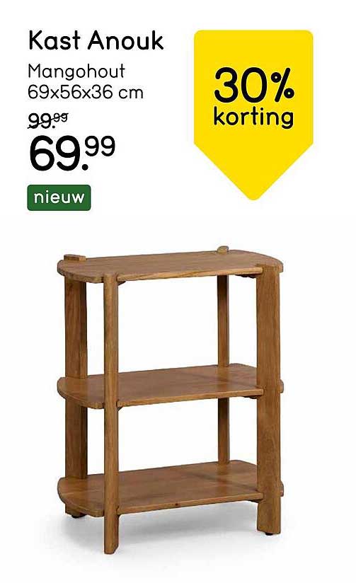 Kast Anouk Mangohout 69x56x36 cm 30% korting