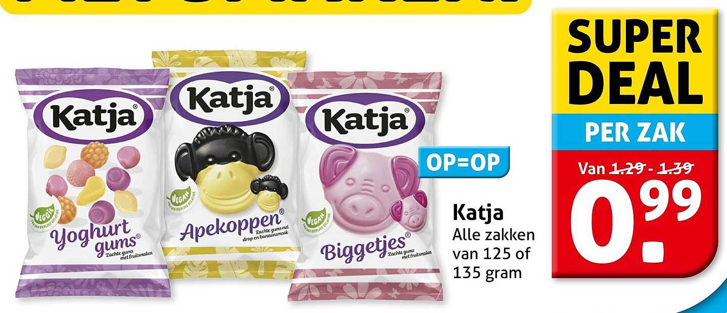 Katja Alle zakken van 125 of 135 gram OP=OP