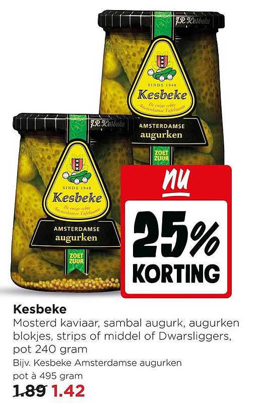 Kesbeke Amsterdamse augurken 25% korting