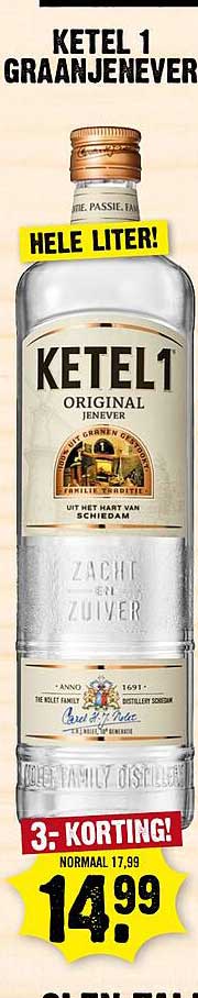 KETEL 1 GRAANJENEVER HELE LITER! 3:- KORTING!
