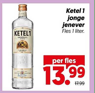 Ketel 1 jonge jenever Fles 1 liter.