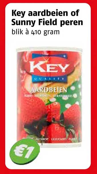 Key aardbeien of Sunny Field peren blik à 410 gram