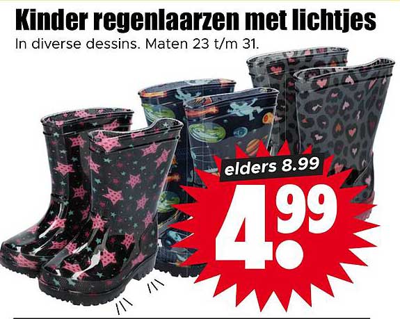 Kinder regenlaarzen met lichtjes