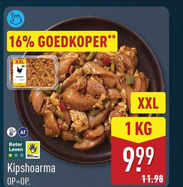 Kipshoarma XXL 1 kg 16% goedkoper**