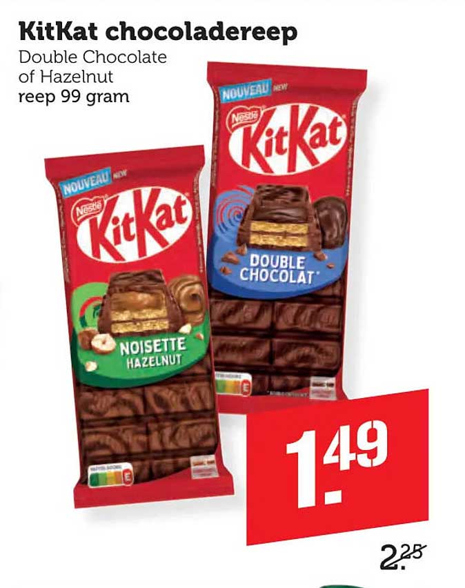 KitKat chocoladereep Double Chocolate of Hazelnut reep 99 gram