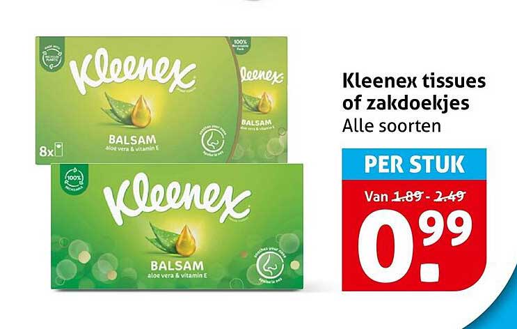 Kleenex tissues of zakdoekjes Alle soorten PER STUK