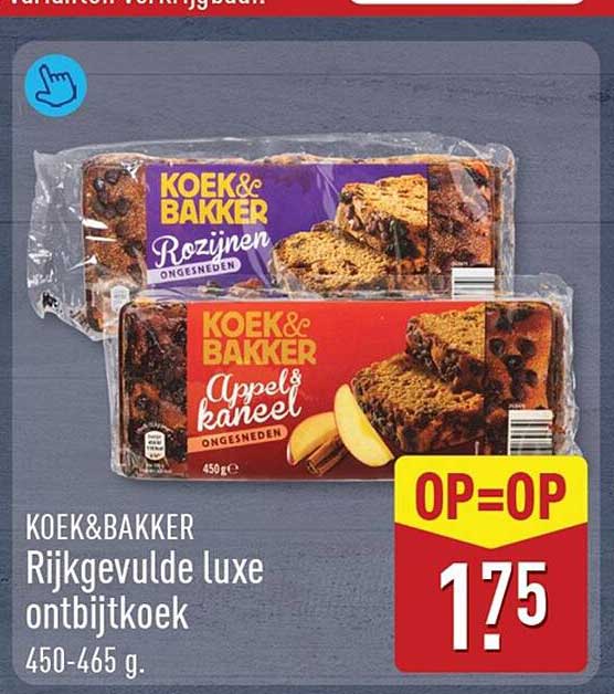 KOEK&BAKKER Rijkgevulde luxe ontbijtkoek 450-465 g. OP=OP