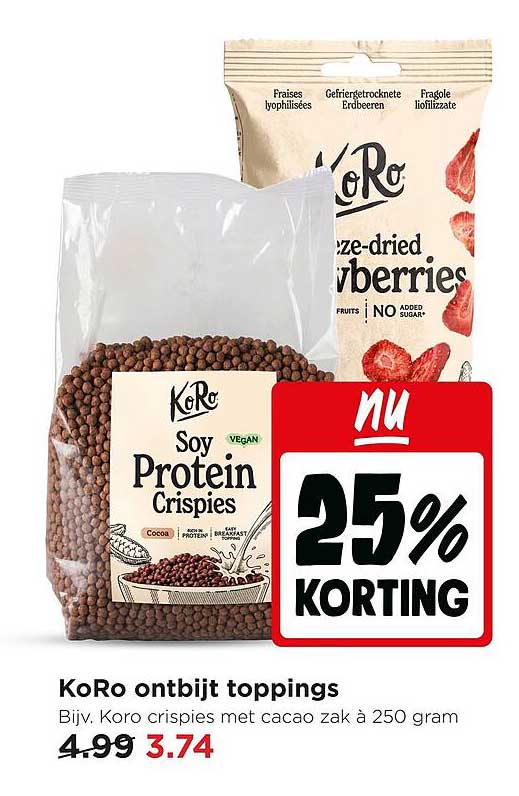KoRo ontbijt toppings 25% korting