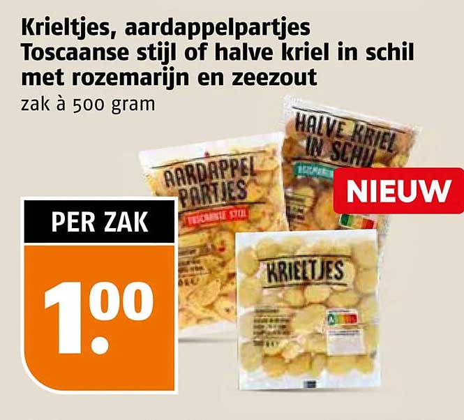 Krieltjes, aardappelpartjes Toscaanse stijl of halve kriel in schil met rozemarijn en zeezout