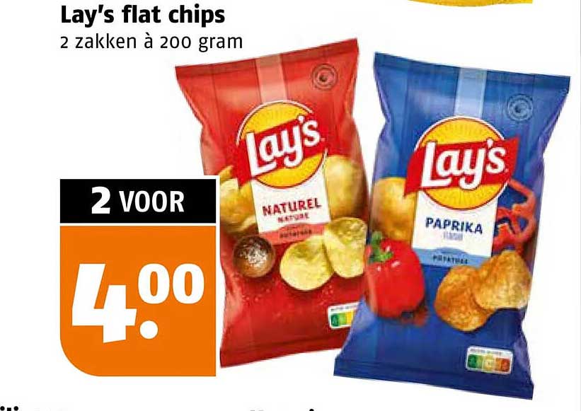 Lay's flat chips 2 zakken à 200 gram