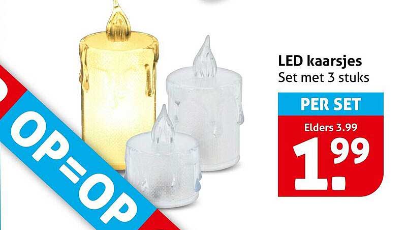 LED kaarsjes Set met 3 stuks OP=OP