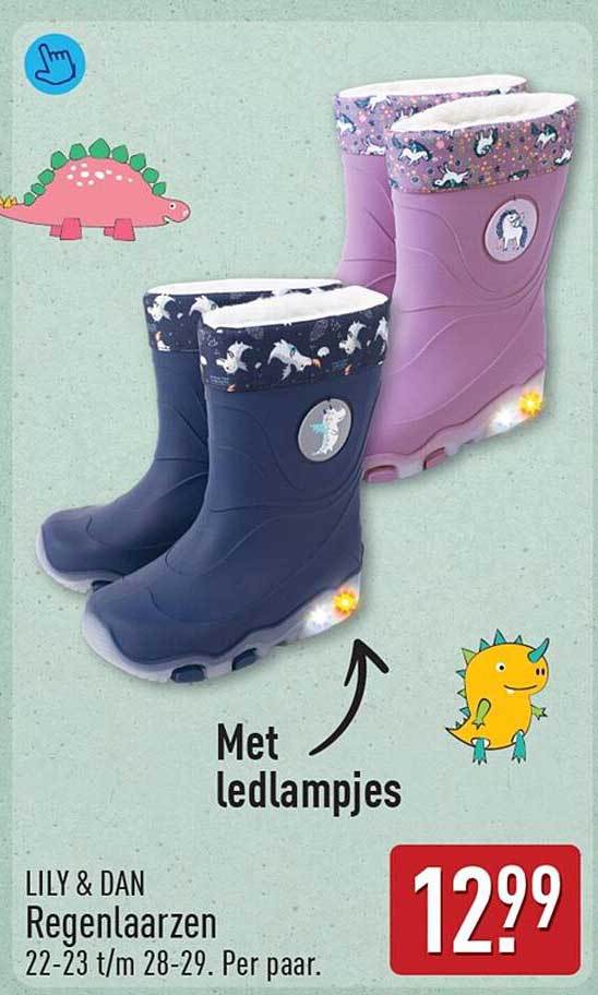 LILY & DAN Regenlaarzen Met ledlampjes