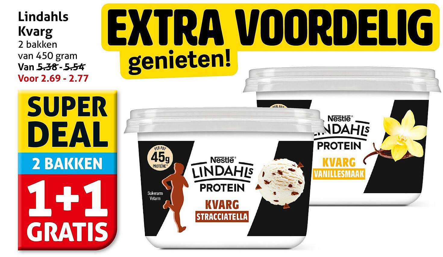 Lindahls Kvarg 2 bakken van 450 gram 1+1 gratis