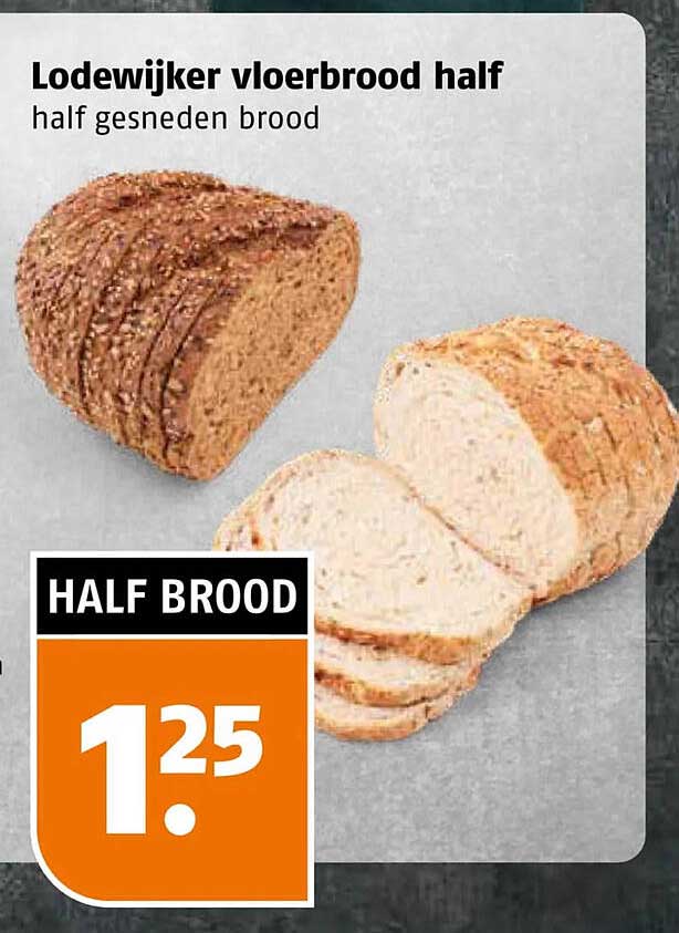 Lodewijker vloerbrood half, half gesneden brood HALF BROOD