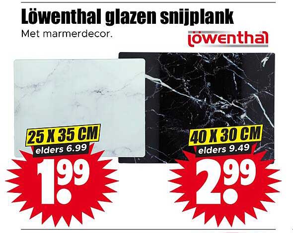 Löwenthal glazen snijplank met marmerdecor