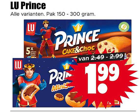 LU Prince Alle varianten, Pak 150 - 300 gram.