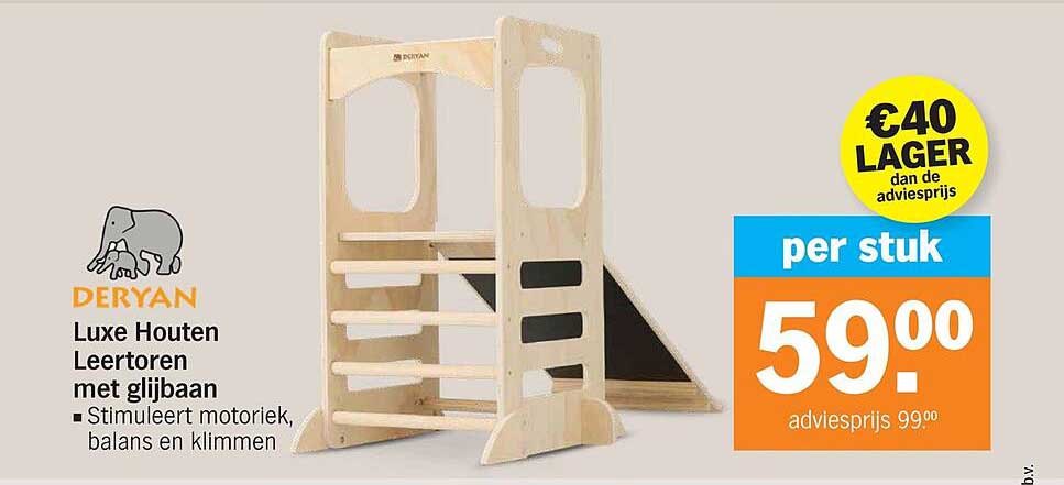 Luxe Houten Leertoren met glijbaan