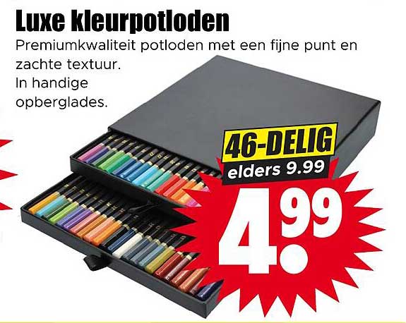 Luxe kleurpotloden 46-delig elders 9.99