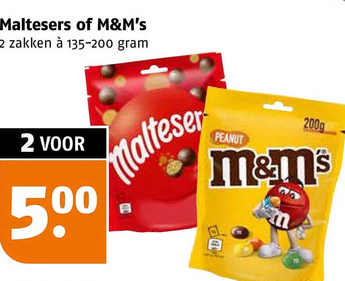 Maltesers of M&M's 2 zakken à 135-200 gram