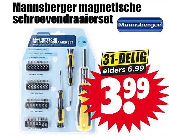 Mannsberger magnetische schroevendraaierset 31-delig elders 6.99