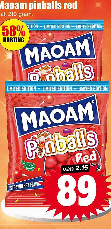 Maoam pinballs red zak 210 gram