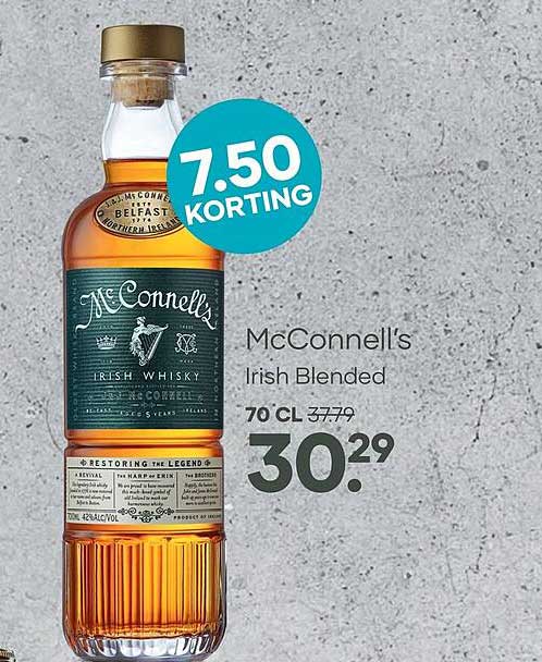 McConnell's Irish Blended 70 cl 7.50 korting
