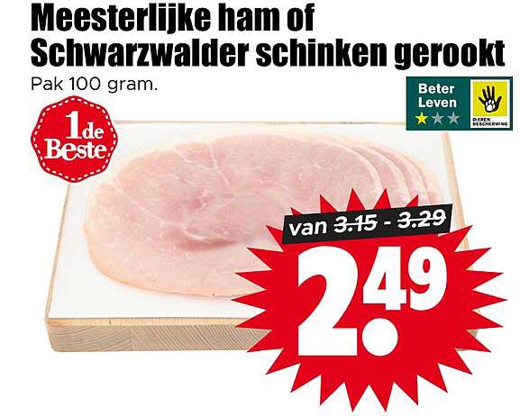 Meesterlijke ham of Schwarzwalder schinken gerookt 1de Beste