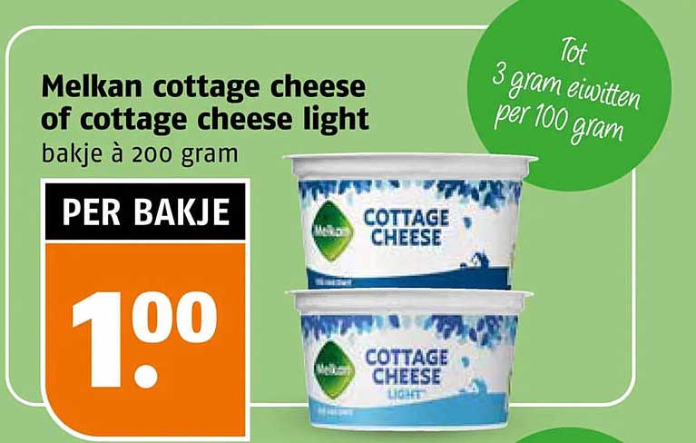 Melkan cottage cheese of cottage cheese light bakje à 200 gram