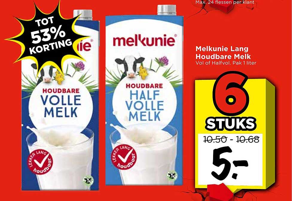 Melkunie Lang Houdbare Melk Vol of Halfvol, Pak 1 liter