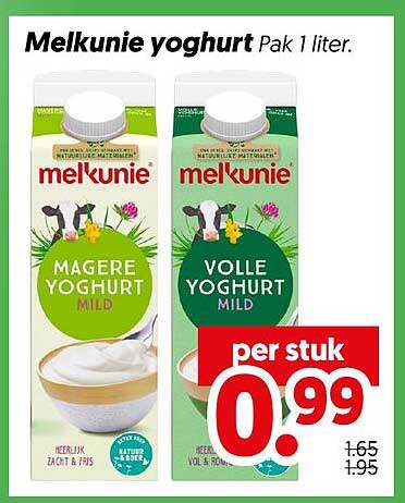 Melkunie yoghurt Pak 1 liter per stuk