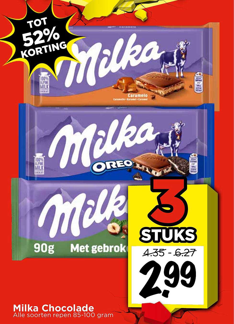 Milka Chocolade Alle soorten repen 85-100 gram 3 stuks