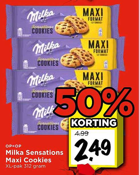 Milka Sensations Maxi Cookies XL-pak 312 gram 50% korting