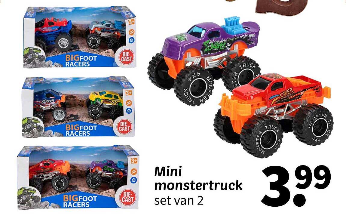 Mini monstertruck set van 2