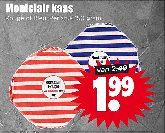 Montclair kaas Rouge of Bleu. Per stuk 150 gram.