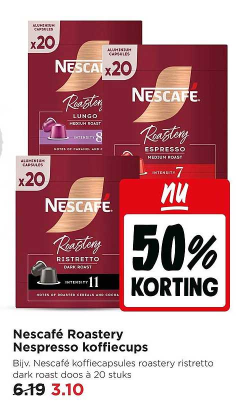 Nescafé Roastery Nespresso koffiecups 50% korting