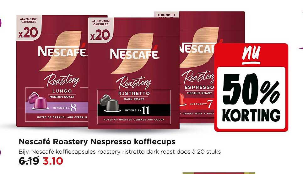 Nescafé Roastery Nespresso koffiecups 50% KORTING