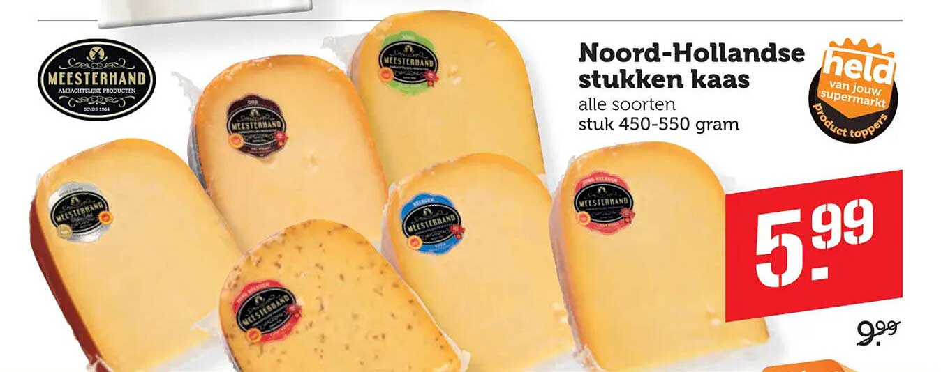 Noord-Hollandse stukken kaas alle soorten stuk 450-550 gram