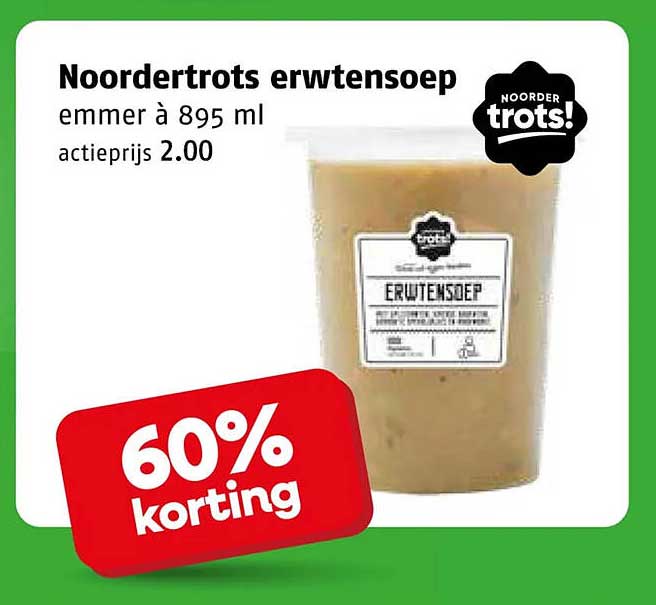 Noorder trots erwtensoep emmer à 895 ml 60% korting