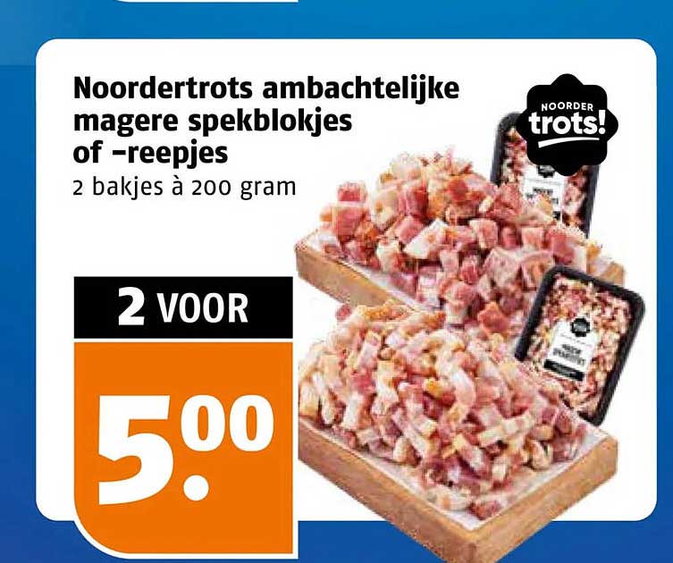 Noordertrots ambachtelijke magere spekblokjes of -reepjes