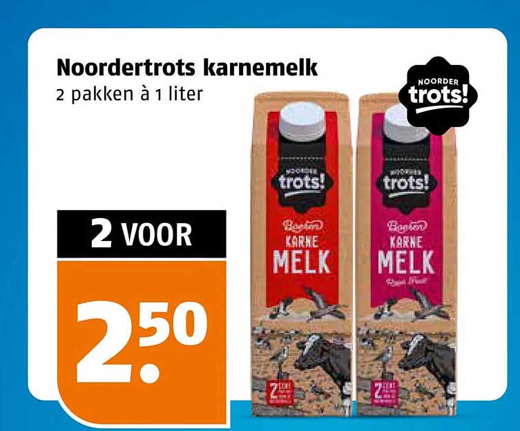 Noordertrots karnemelk 2 pakken à 1 liter