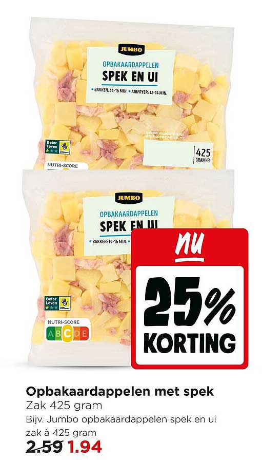 Opbakaardappelen met spek 25% korting