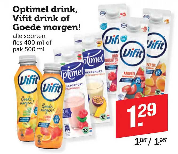 Optimel drink, Vifit drink of Goede morgen!