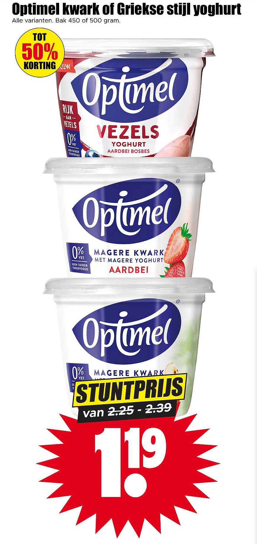 Optimel kwark of Griekse stijl yoghurt - Tot 50% korting