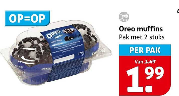 Oreo muffins Pak met 2 stuks OP=OP