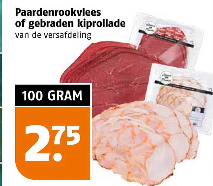 Paardenrookvlees of gebraden kiprollade van de versafdeling